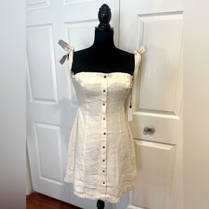 Astr Tie-Shoulder Button-Front Mini Dress in Ivory